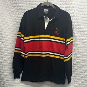 Canterbury Black Long Sleeve Rugby Shirt with Red and Yellow Stripes